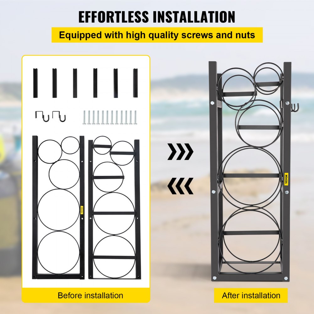 VEVOR Refrigerant Tank Rack with 2 x 30 lbs & 3 Space-Saving Bottle Tank Racks 895 x 319 x 92 mm Refrigerant Bottle Rack Gas Cylinder Racks and Brackets for Storing Gas, Oxygen