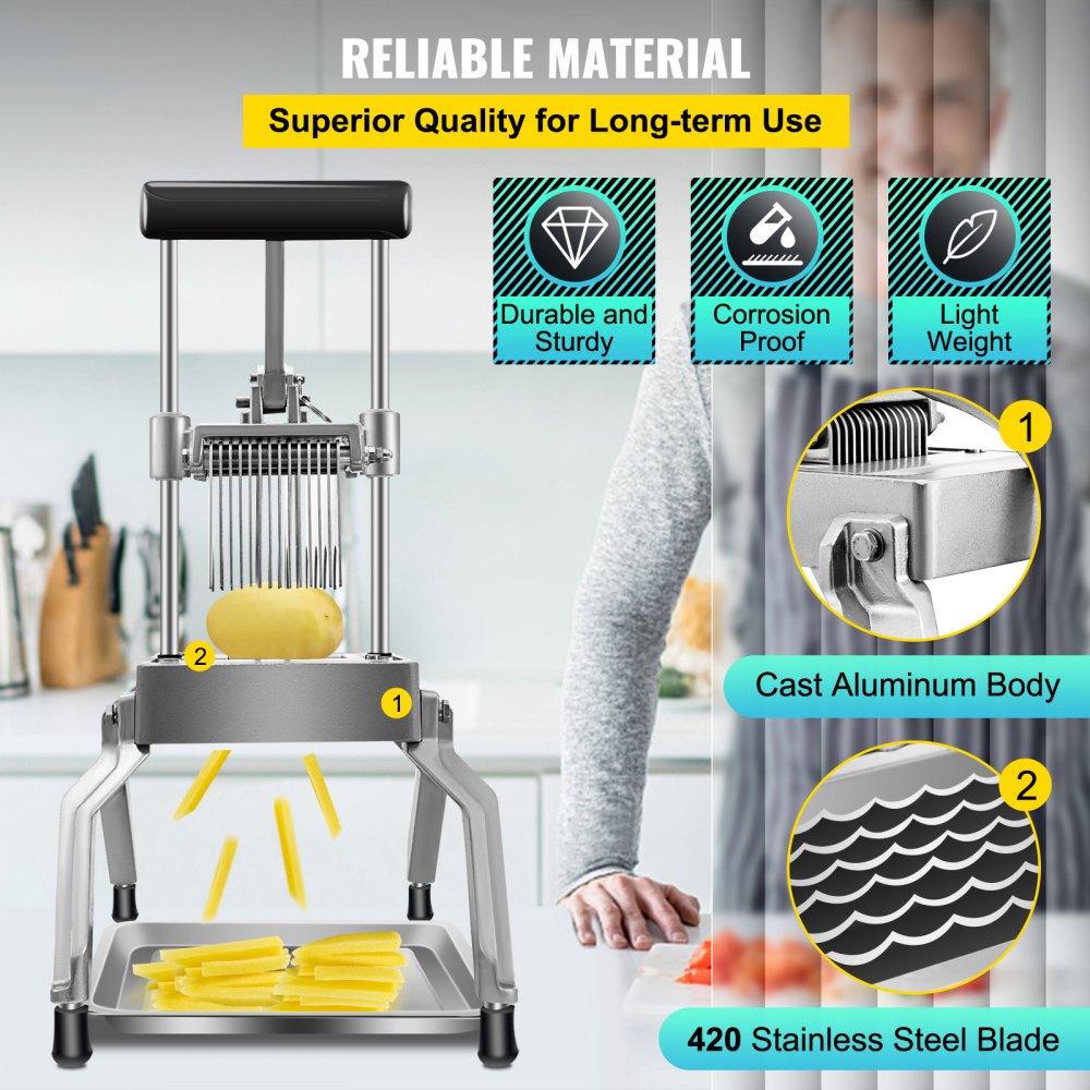 VEVOR Multifunktionaler Fleischschneidemaschine Zwiebelschneider Edelstahl mit Tablett