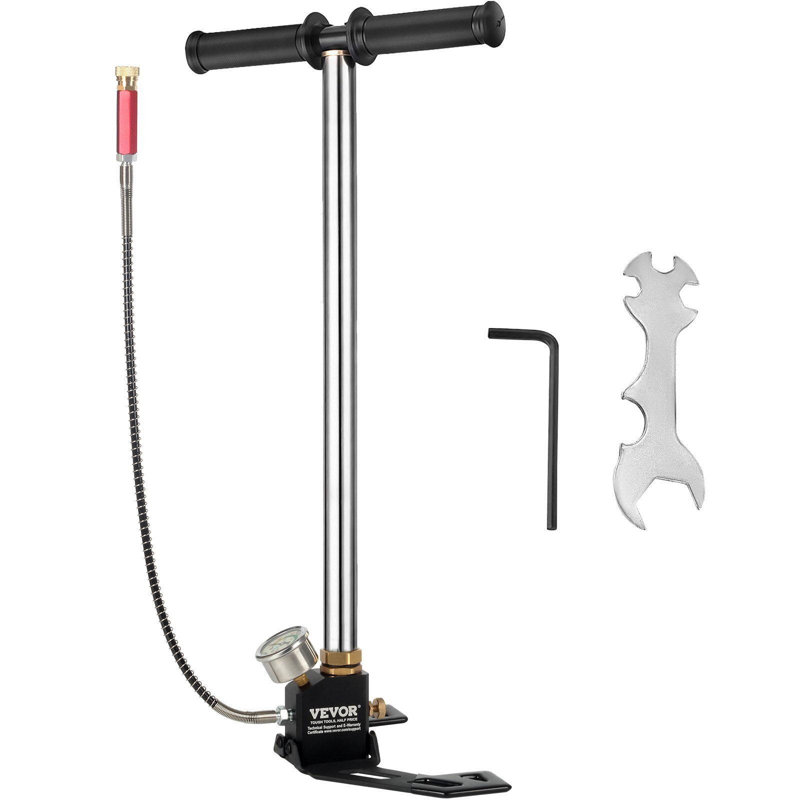 VEVOR Dreistufige Hochdruckluftpumpe 4500psi, Handpumpe Tragbare 30MPa, Luftpumpe Hochdruck Fahrradpumpe Luftpumpe für E-Bike Mountainbike Rennrad Komplettes Zubehör