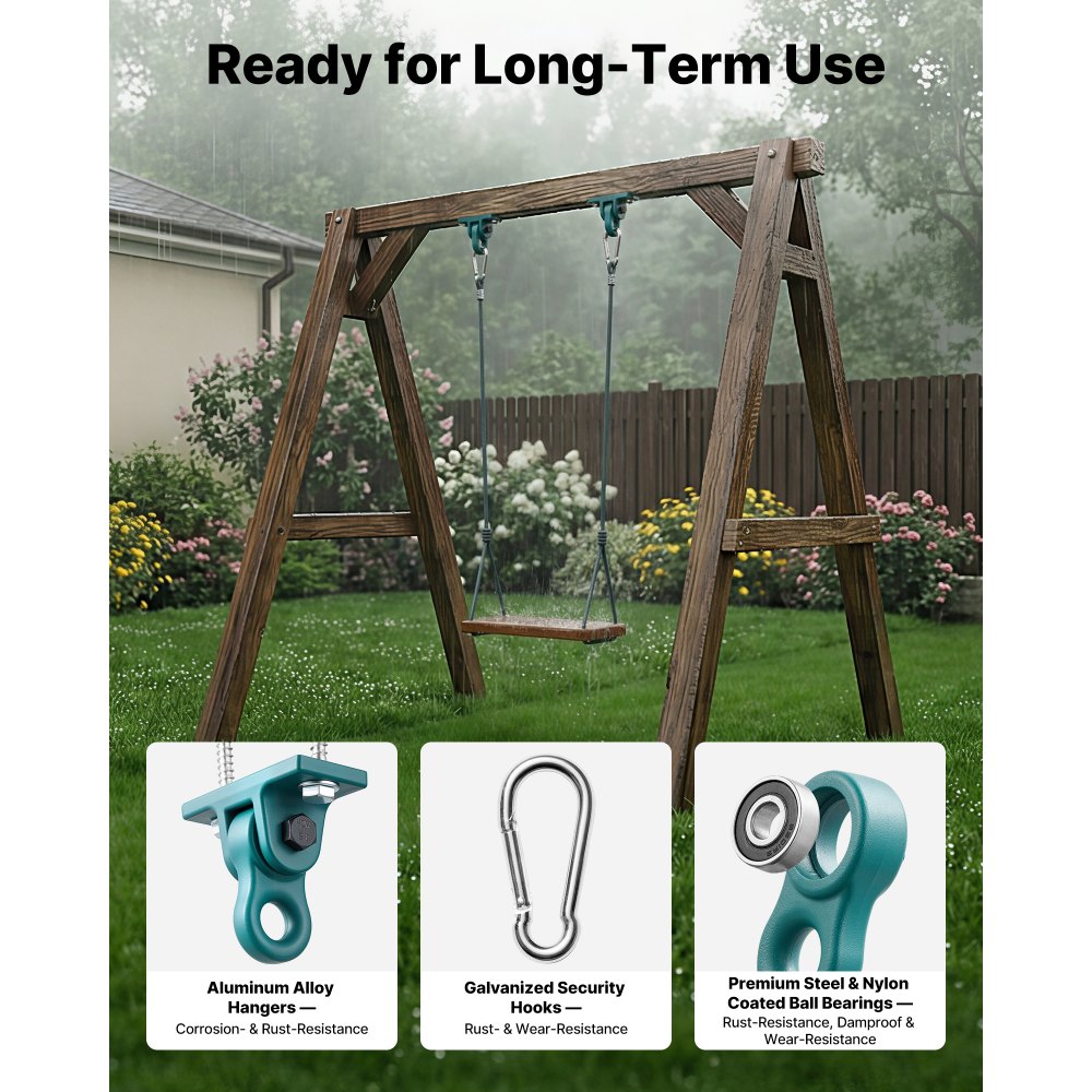 VEVOR Swing Hangers, 4 Pack Heavy Duty Swing Brackets, 2268 kg Capacity, Screws Bolts Included, Smooth Dual Bearing, Aluminum Alloy Hangers, for Playground Porch Yoga Chair Wooden Indoor Outdoor