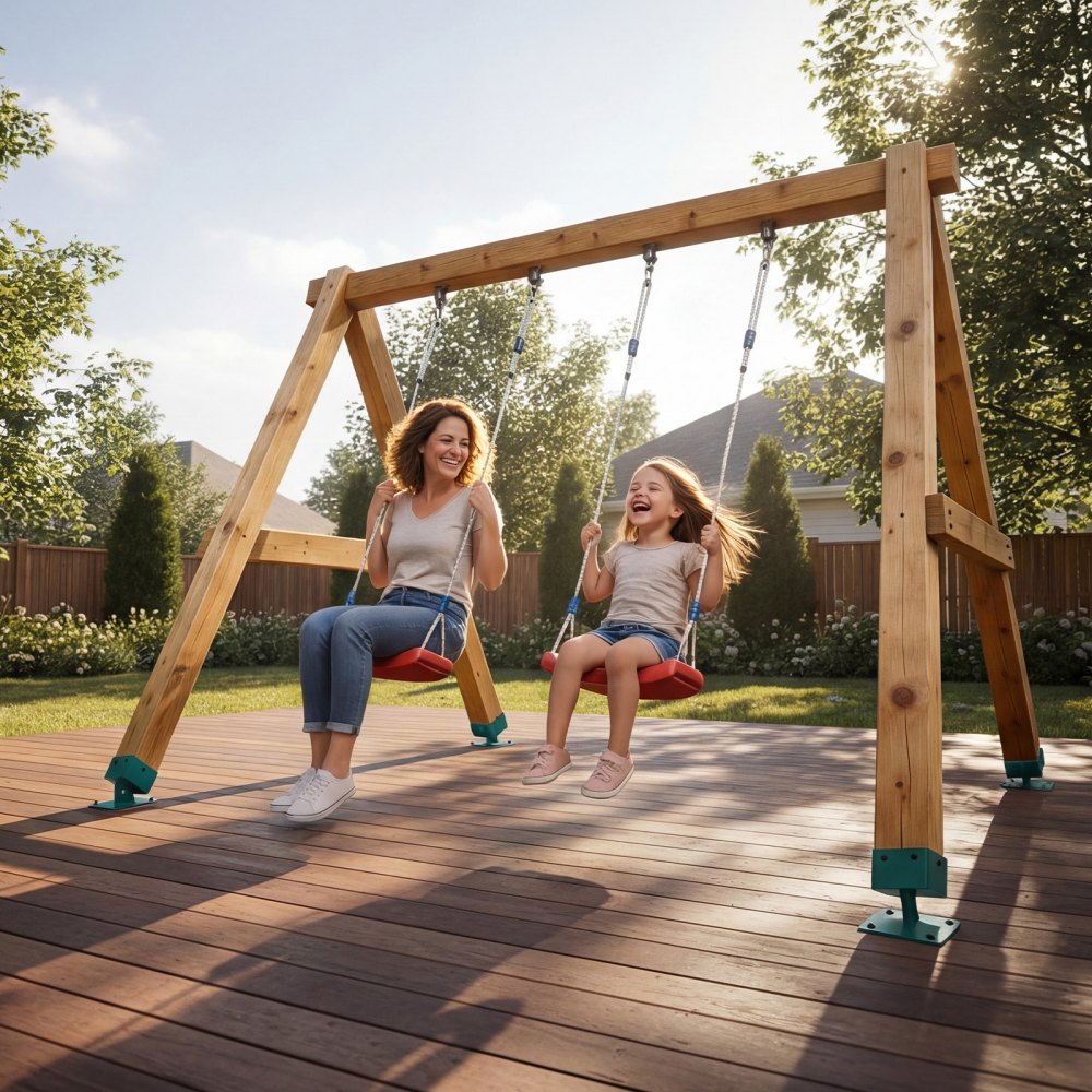 VEVOR 4 Stk. Verstellbare Schaukelhalterung, Grundhalterung aus Edelstahl für Schaukelgestell, 567kg Belastbare Schaukelbefestigung für 91x91mm Montagestärke, 45-60° Schaukelanker für Balance & Schutz