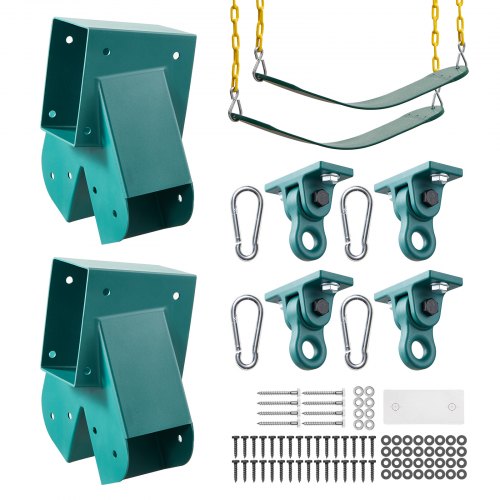 VEVOR 8 Stk. Schaukelhalterung Set, Schaukelbefestigung inkl. 2 A-Form Schaukelverbinder für 94x144 mm Balken 94x94 mm Beine 4 Schaukelhaken & 2 Schaukelsitz, Befestigungsmaterial für Schaukel Outdoor