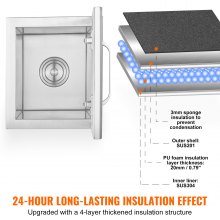 VEVOR Drop in Eistruhe Eiskühler Eisbehälter 28,52L Edelstahl 355x305x461mm