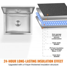 VEVOR Drop in Eistruhe Eiskühler Eisbehälter 44,24L Edelstahl 507x407x333mm