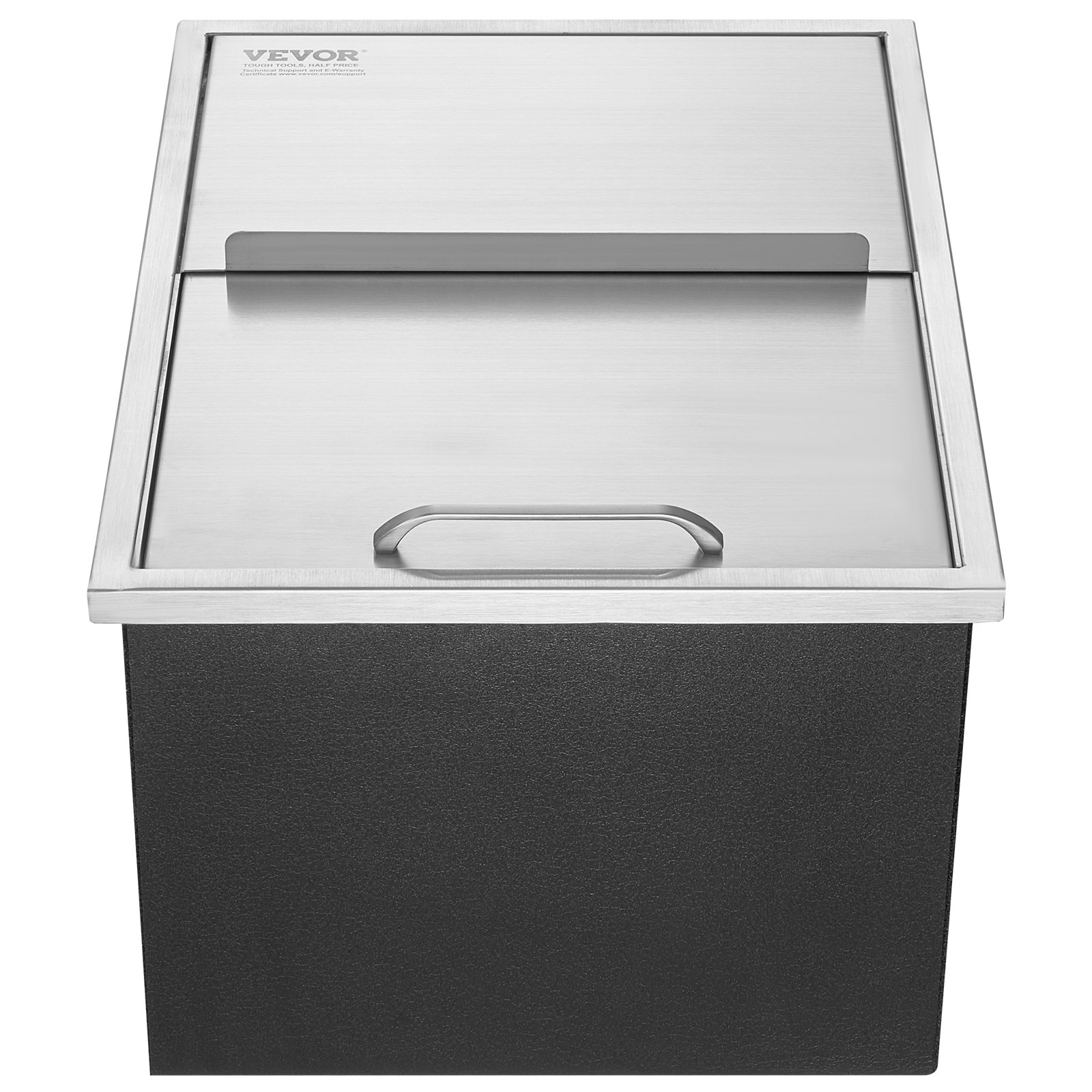 VEVOR 55,23 L Drop-in-Eisbox, 608 x 457 x 333 mm Edelstahl-Eiskühler, Kommerzieller Eisbehälter mit Schiebedeckel, Eingebaute Eisspeichertruhe, Abflussrohr & Ablassstopfen im Lieferumfang Enthalten