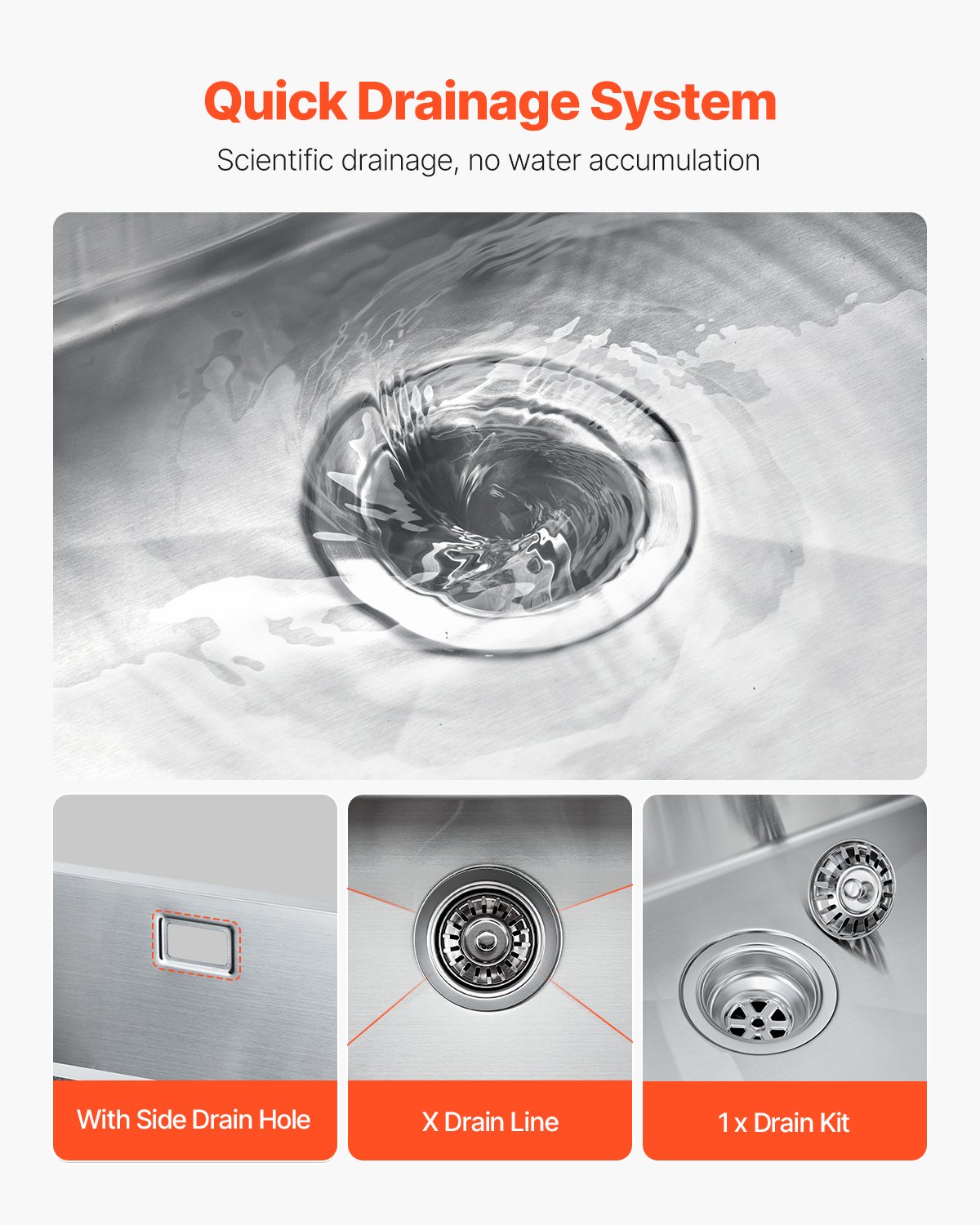 VEVOR Küchenspüle Einbauspüle Spülbecken 76 x 43 x 19 cm aus Edelstahl Spülen Unterbauspülen, Einzelbecken mit Zubehör, Haushaltsspülbecken für Wohnmobil Vorbereitungsküche Bar