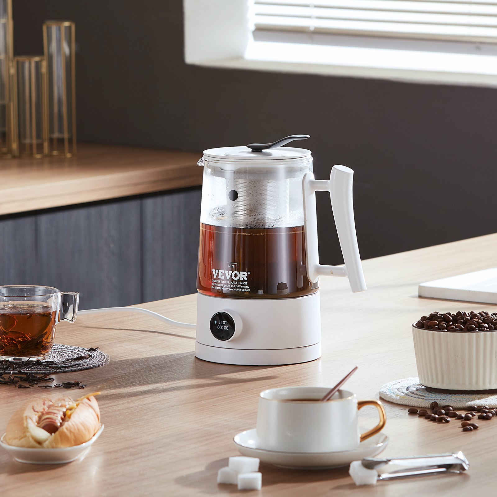 VEVOR Wasserstoff-Wasserkrug-Generator, 1,5 L Wasserstoffgenerator-Wasserkocher mit Großer Kapazität, SPE- und PEM-Technologie, Wasserstoffreicher Wasserionisierer zum Aufbrühen von Kaffee oder Tee