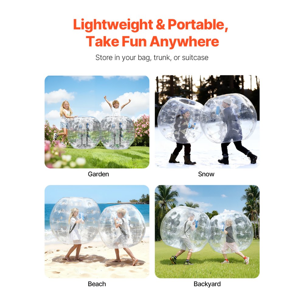 VEVOR aufblasbare Bumper-Bälle im 2er-Pack, 1,2 m Körper-Sumo-Zorb-Bälle für Teenager und Erwachsene, 0,8 mm dicke PVC-Menschenhamster-Blasenbälle für Team-Gaming-Spiele im Freien, Bumper-Bopper-Spiel