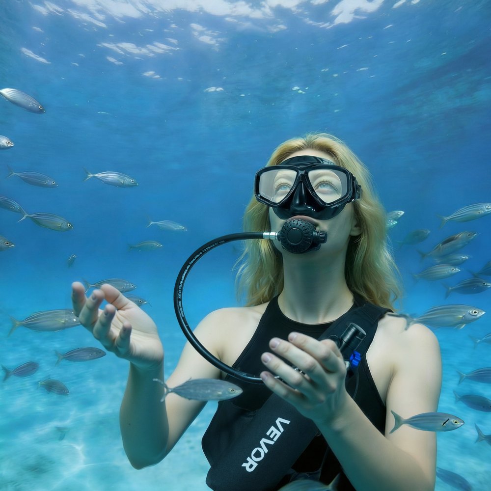 VEVOR Mini Scuba Tank, 1L Portable Diving Tank for Underwater Breathing, Reusable Lung Diving Cylinder up to 20 Minutes Dive Time, Emergency Rescue Pony Bottle with Adapter & Goggles for Snorkeling