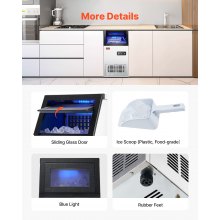 VEVOR Kommerzieller Eiswürfelbereiter Eismaschine 38 kg / 24 h, Leichte Würfeleismaschine 12,5 kg Eisspeicherkapazität 40 Stk. Eiswürfel, Edelstahl Eiswürfelbereiter inkl. Wasserfilter & Eisschaufel