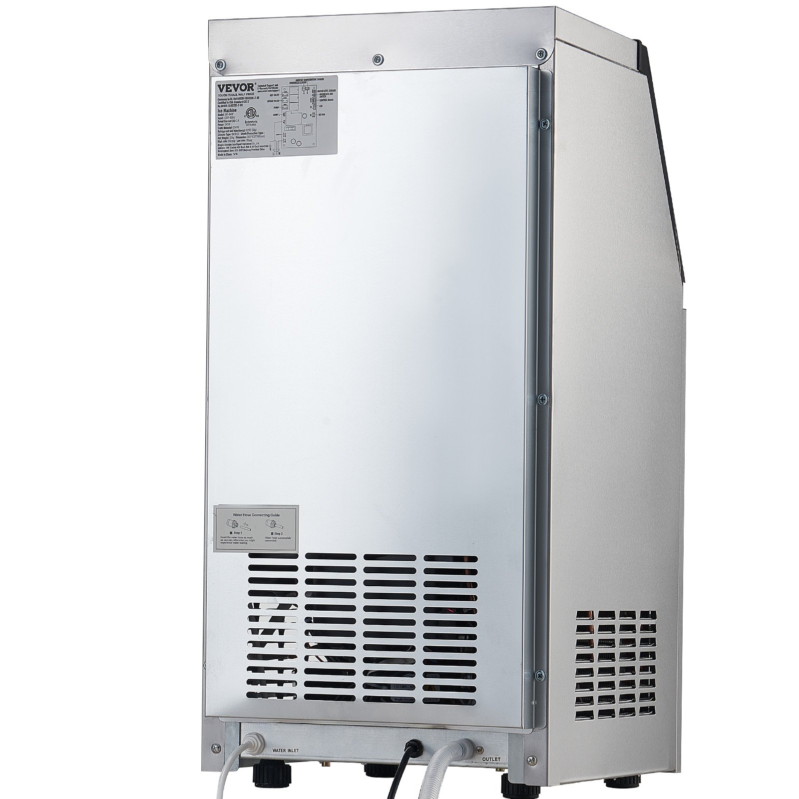 VEVOR Kommerzieller Eiswürfelbereiter Eismaschine 38 kg / 24 h, Leichte Würfeleismaschine 12,5 kg Eisspeicherkapazität 40 Stk. Eiswürfel, Edelstahl Eiswürfelbereiter inkl. Wasserfilter & Eisschaufel