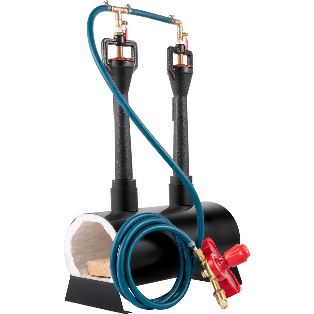 VEVOR Gas Schmiede, Doppelbrenner 23kWh/80000BTU, 5,6 L Innenraum Propan Gasschmiede, Metall Schmiedeofen mit 3 m Schlauch, Gasregler, Kunstschmiede, Messermacher, DIY Schmiedeofen, Schmiede Kit Inkl.
