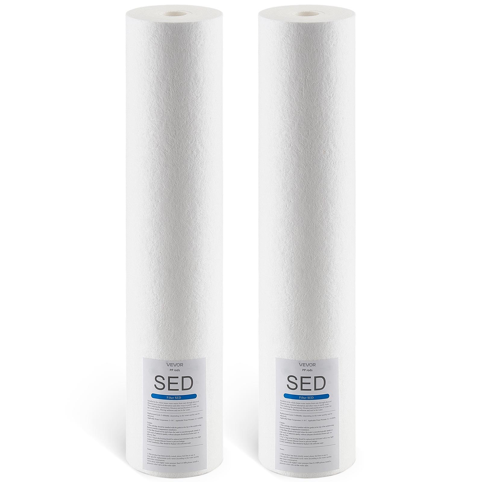 VEVOR 2 Stk. Ersatzkartusche für den Wasserfilter für das ganze Haus, 115 x 507 mm Polypropylen-Sedimentfilter für 3-stufiges Wasserfiltersystem, reduziert Chlor & schlechten Geschmack & Geruch