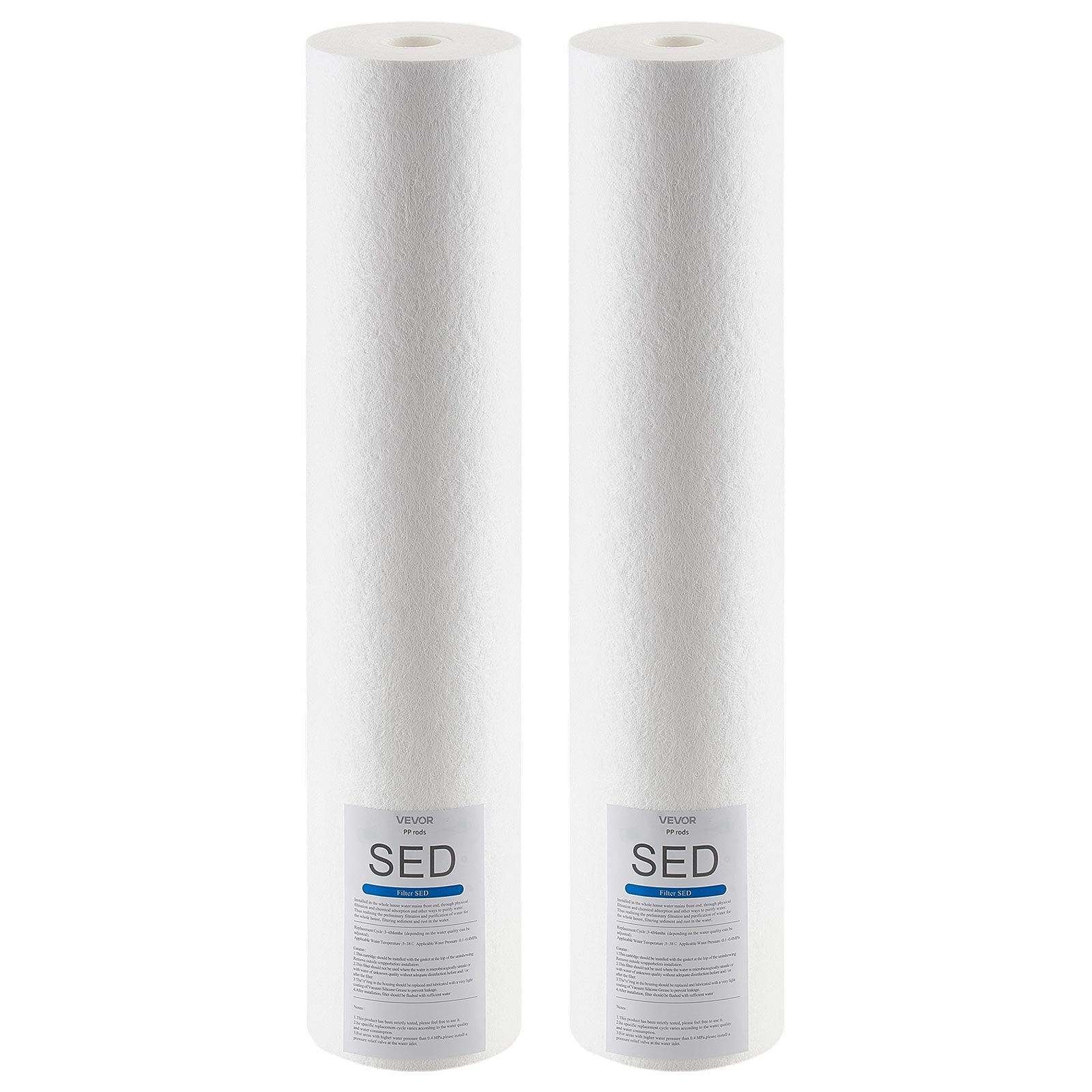 VEVOR 2 Stk. Ersatzkartusche für den Wasserfilter für das ganze Haus, 115 x 507 mm Polypropylen-Sedimentfilter für 3-stufiges Wasserfiltersystem, reduziert Chlor & schlechten Geschmack & Geruch