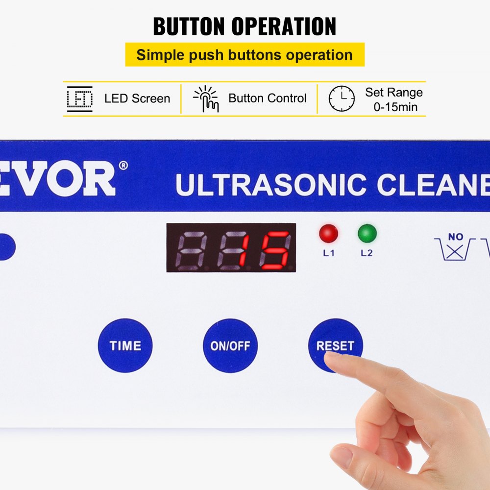 VEVOR Ultraschallreiniger 0,8 L, Ultraschall Reinigungsgerät 40 kHz, Schmuckreiniger Ultraschall 24 W, Digitaler Ultraschallreiniger mit LED-Anzeige, Ultraschallreinigungsgerät Brillen Ultraschall