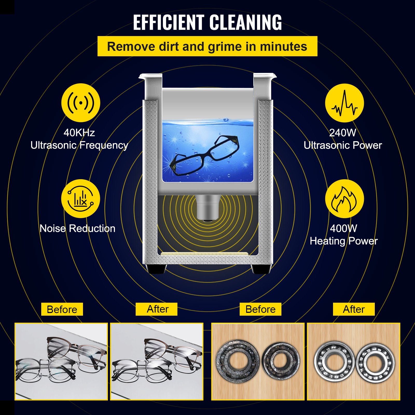 VEVOR 10 L Improved Ultrasonic Cleaner (400 W Heater, 240 W Ultrasound) Professional Digital Laboratory Ultrasonic Cleaner with Heating Timer for Cleaning Parts and Instruments