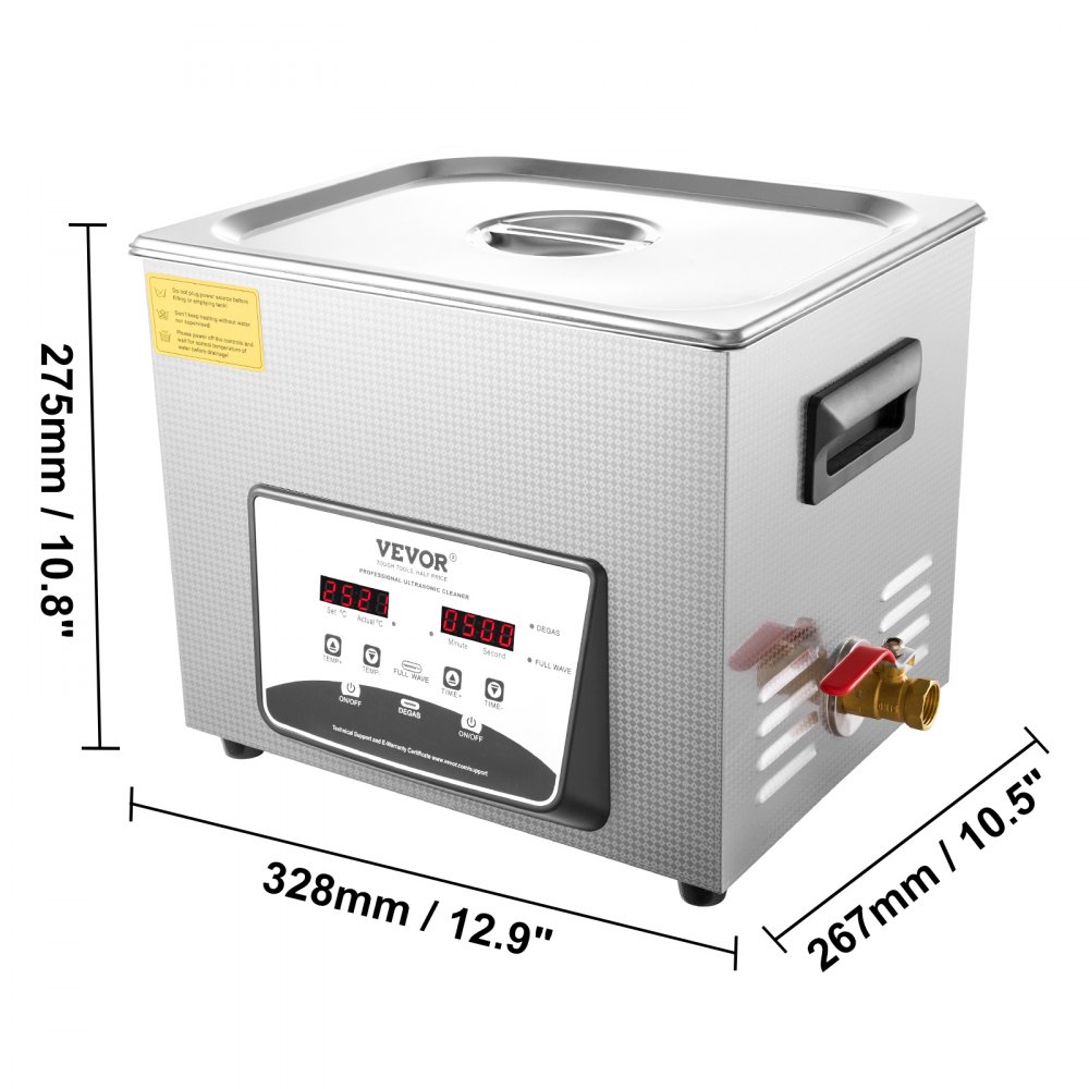 VEVOR 10L Digital Ultraschall Reiniger 40kHz Ultrasonic Cleaner Schmuck Reinigung Ultraschall Ultraschallreinigungsgerät Brille Reinigungsgerät mit Heater Timer