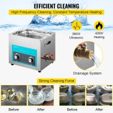 VEVOR Knopfsteuerung Ultraschall Ultraschallreiniger 15 L Ultraschall Reinigungsgerät mit Heizung Schmuckreiniger Ultraschall 220 V Digitaler