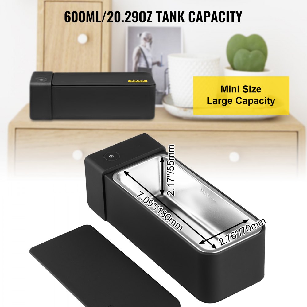 Vevor Ultraschallreiniger Reinigungsgerät 600 Ml 50 Khz Schwarz Brillen Schmuck