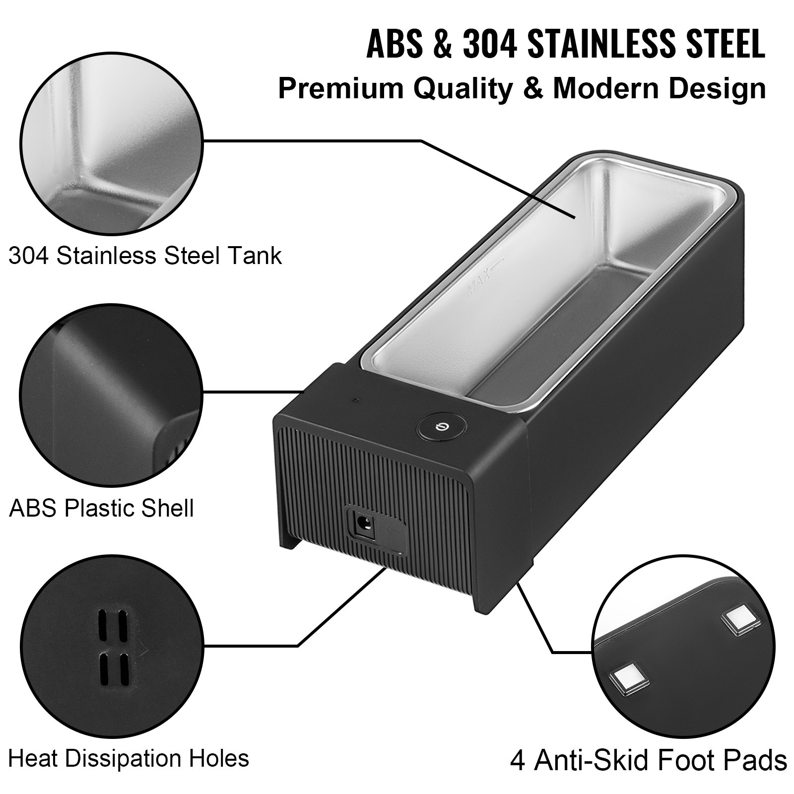 Vevor Ultraschallreiniger Reinigungsgerät 600 Ml 50 Khz Schwarz Brillen Schmuck