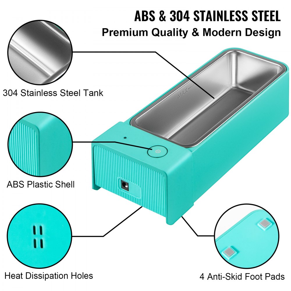 Vevor Ultraschall Reinigungsgerät Brillenreiniger Schmuck 600 Ml 50 Khz Grün