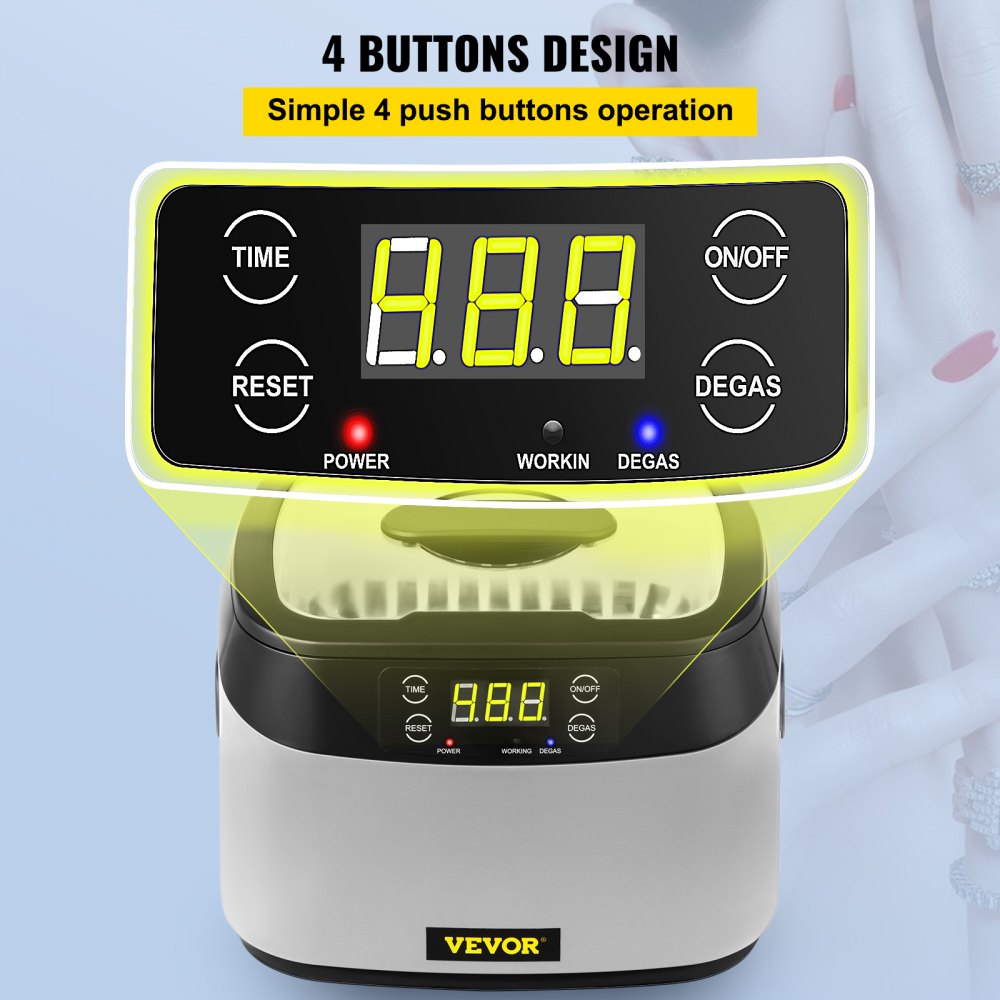 VEVOR Digital Ultraschallreiniger 1,5L 304-Edelstahl ABS-Kunststoff Ultraschallreinigungsgerät Ultraschall Reinigungsgerät für Schmuck Uhren Brille Zahnklinik Labor Geschäfte Antiquitätenhändler