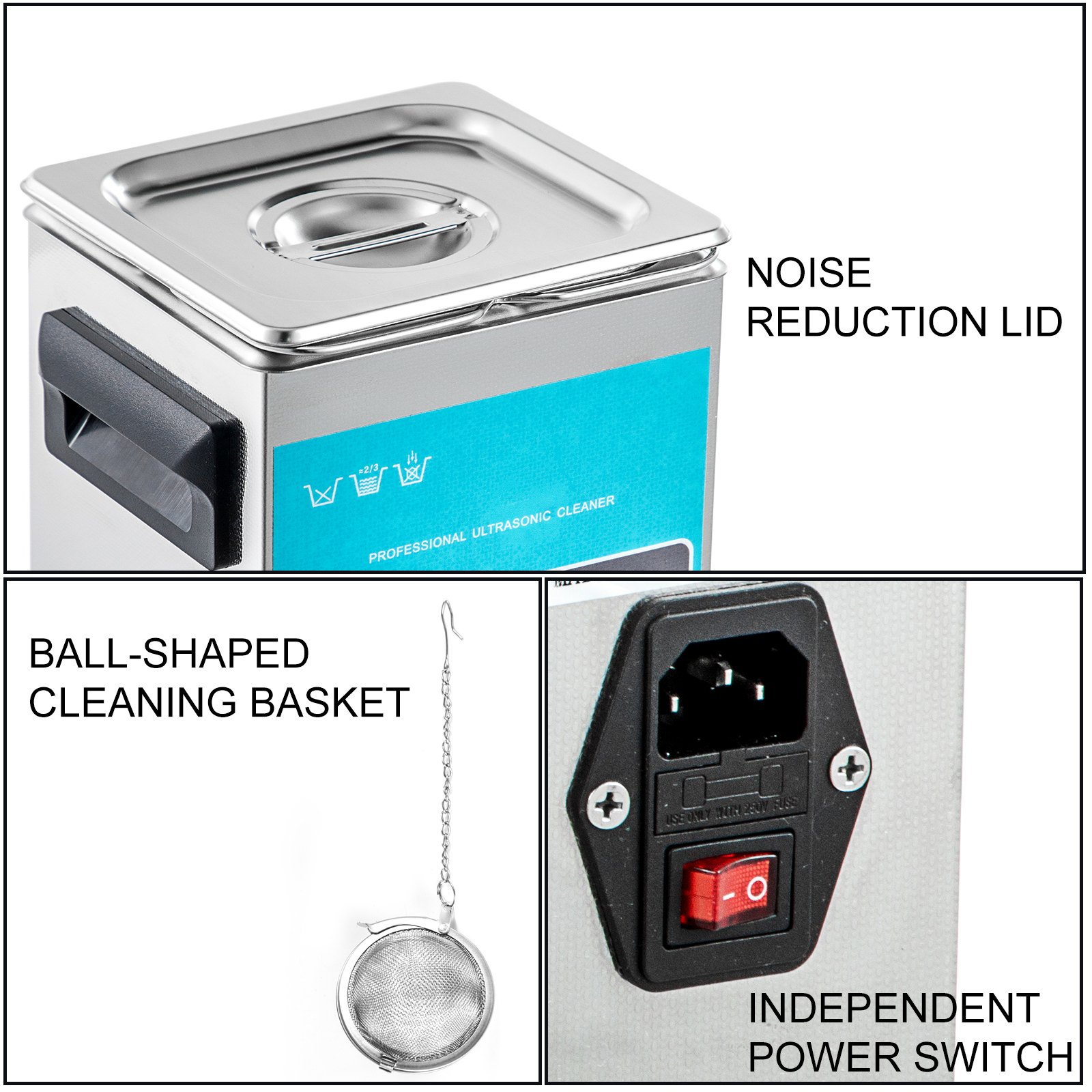 VEVOR 2L Tankinhalt Digital Ultraschall Reiniger 40kHz Ultrasonic Cleaner Edelstahl  Schmuck Reinigung 20-80 ℃ Ultraschall Ultraschallreinigungsgerät 220V Brille Reinigungsgerät mit Heater Timer