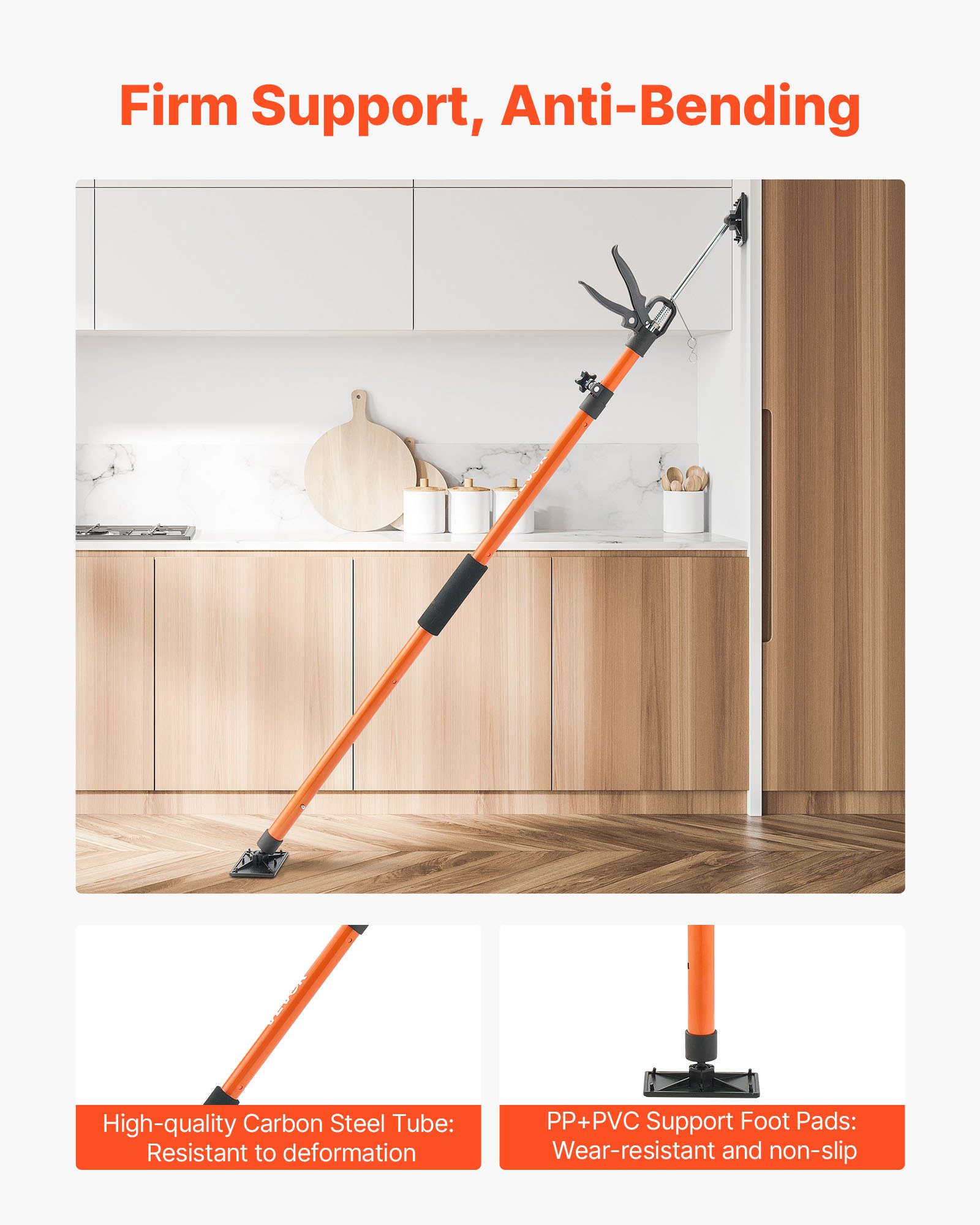 VEVOR Einhandstütze, 2 Stk., Deckenstütze 116–290cm, Teleskopstütze aus Stahl, Montagestütze bis zu 70kg Kapazität zum Installieren von Schränken, Anheben von Trockenbauwänden, Frachtstangen