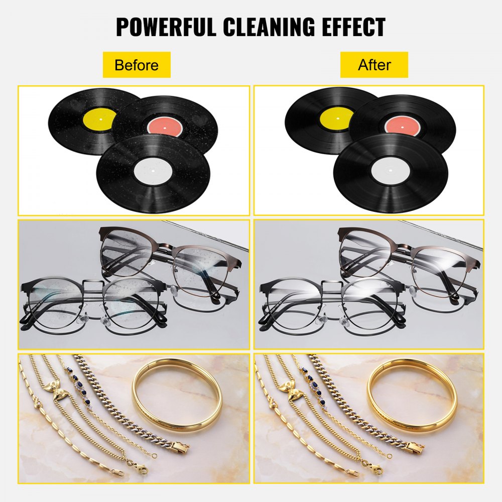 VEVOR 6 L Digital Ultrasonic Record Cleaning Device, Stainless Steel, 33 x 18 x 28.5 cm, Ultrasonic Cleaning Device, Ultrasonic Cleaner, Ultrasonic Unit, Heater, Digital, Glasses, Watches, Jewelry