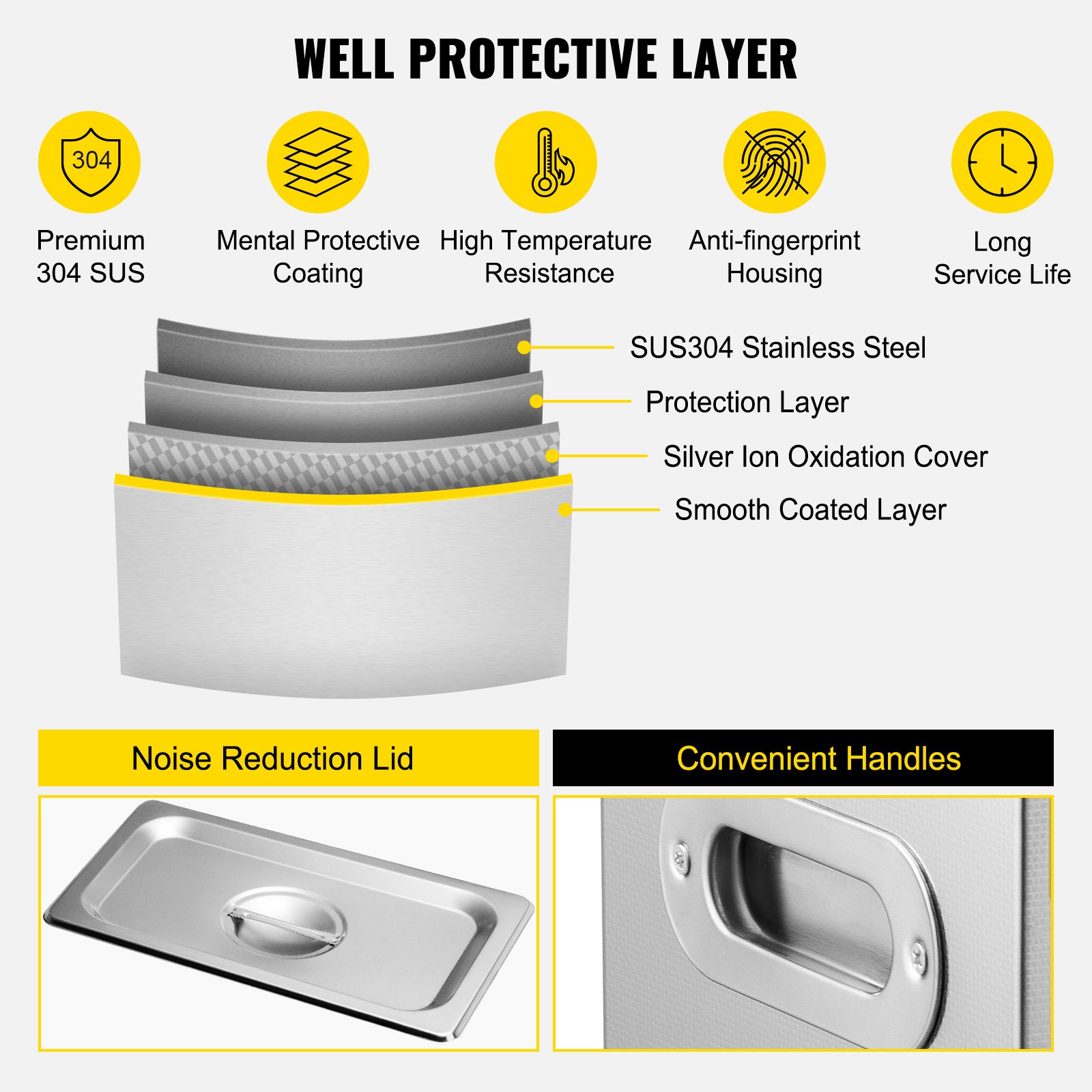 VEVOR 6 L Digital Ultrasonic Record Cleaning Device, Stainless Steel, 33 x 18 x 28.5 cm, Ultrasonic Cleaning Device, Ultrasonic Cleaner, Ultrasonic Unit, Heater, Digital, Glasses, Watches, Jewelry
