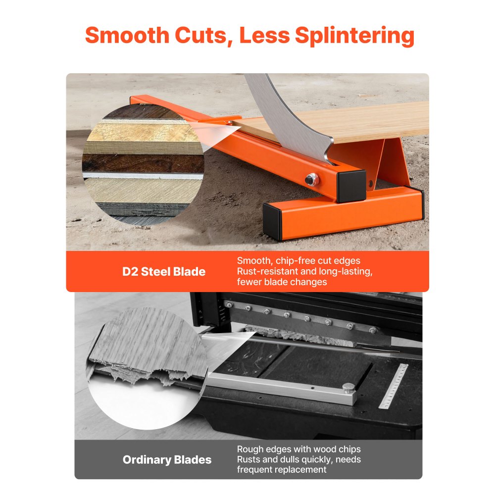 VEVOR 304.8mm Vinyl Floor Cutter, 10mm Thick Laminate Flooring Cutter with Cutting Angle Guide, Rubber Handle, Honing Stone, D2 Steel Blade for Cutting Laminate, Vinyl, Home Renovation