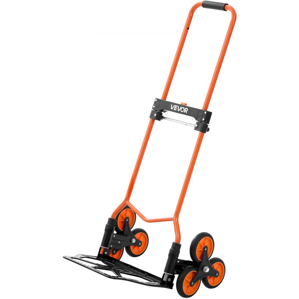 VEVOR Treppensackkarre klappbar, Sackkarre 54 kg Tragkraft, Treppensteiger mit Teleskopgriff, 6 Rädern & 2 Spanngurten, Transportkarre, Treppenkarre, ideal für Haushalt, Einkauf & Lager