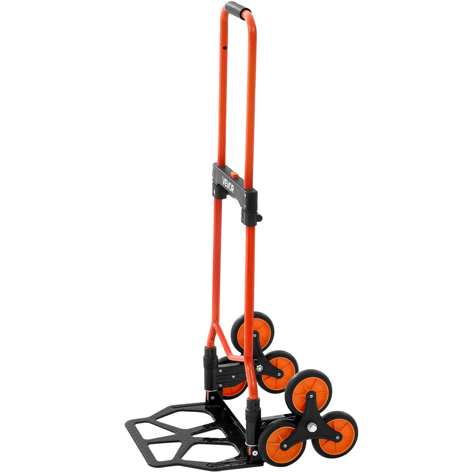 VEVOR Treppensackkarre klappbar, Sackkarre 54 kg Tragkraft, Treppensteiger mit Teleskopgriff, 6 Rädern & 2 Spanngurten, Transportkarre, Treppenkarre, ideal für Haushalt, Einkauf & Lager