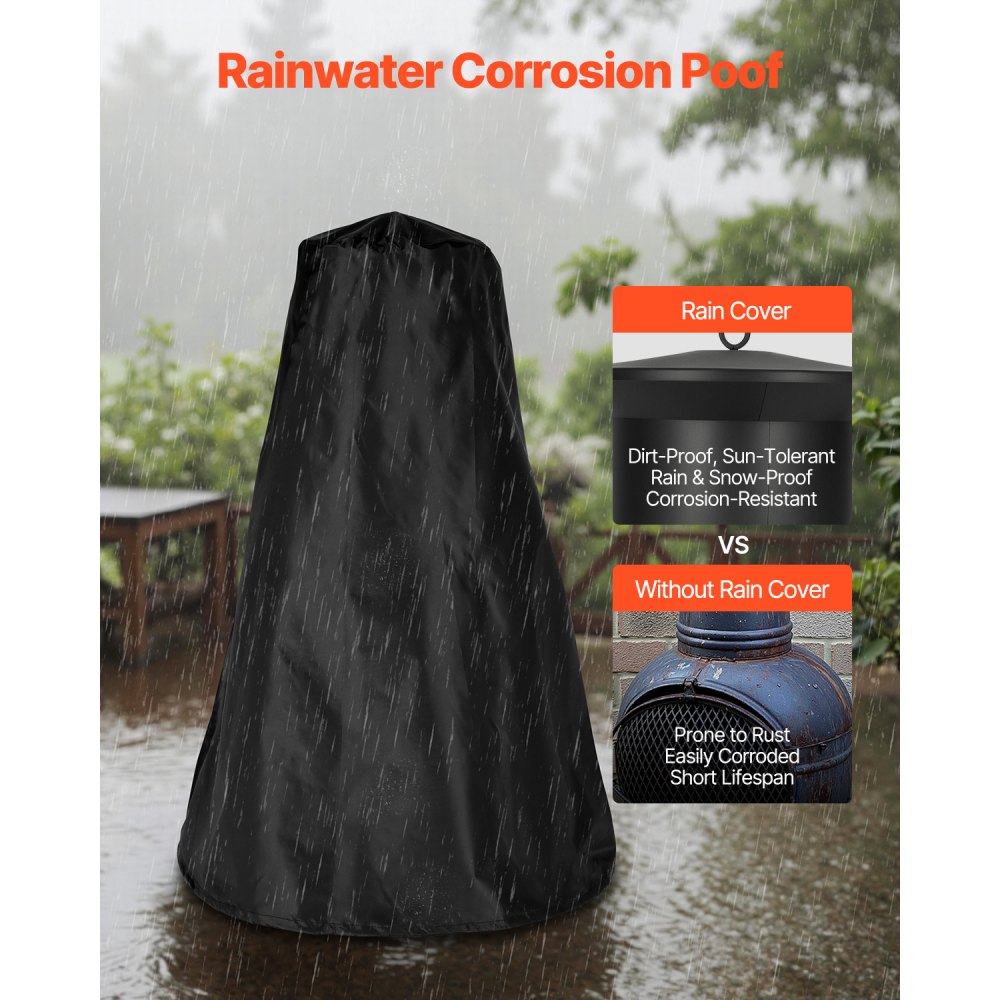 VEVOR Gartenkamin, φ500x1100mm Terrassenofen, Aztekenofen aus Eisen zum Grillen & Wärmen, Chimenea Feuerstelle mit Grillgitter, Kaminmantel & rostfreiem Kamindeckel, für Terrasse, Garten, Hinterhof