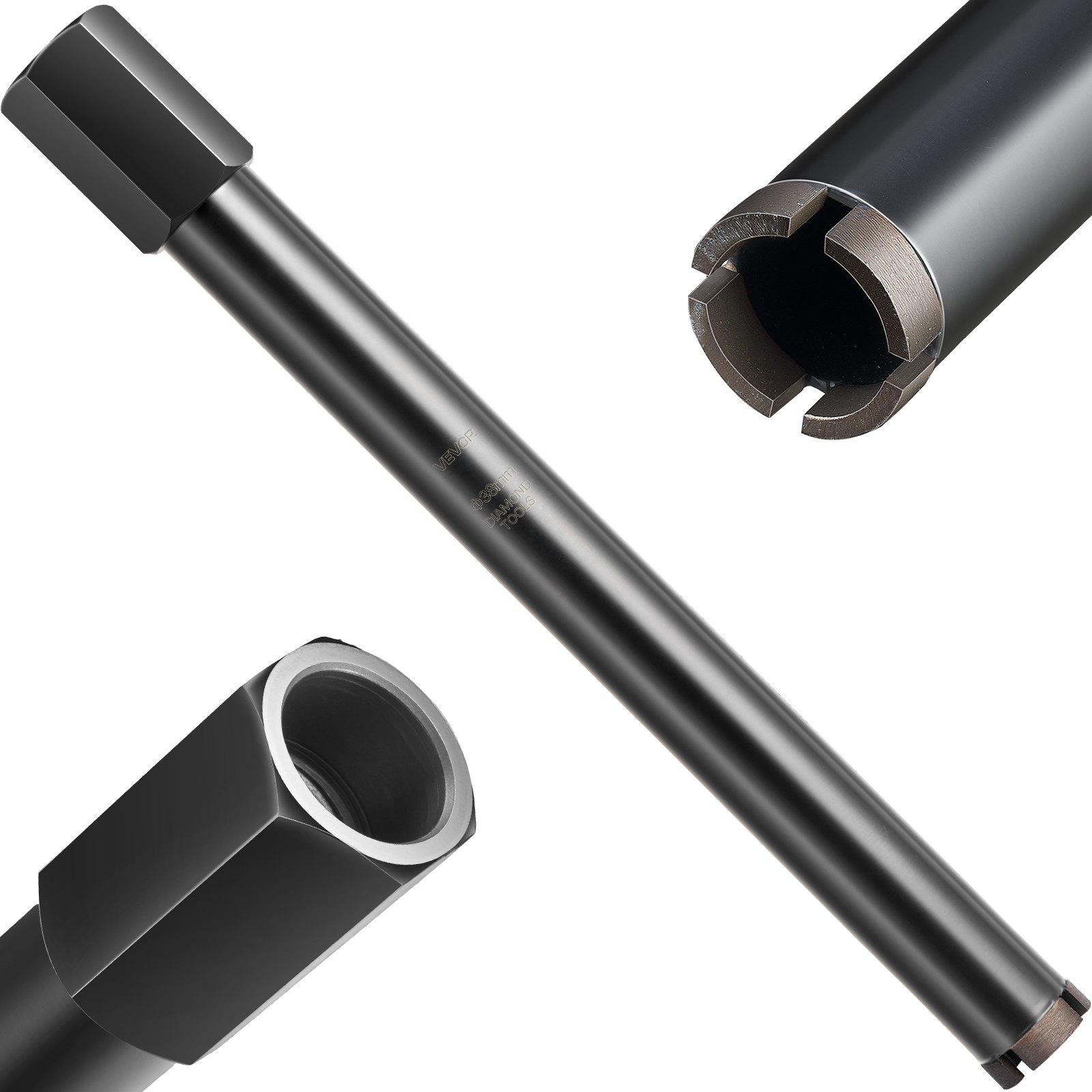VEVOR Kernbohrer Bohrkrone φ 38 mm 356 mm Bohrtiefe, 1-1/4 Zoll-7 Innengewinde, Hochpräzisions-Schweißtechnologie, Nass-Diamantkernbohrer Kernlochbohrer für Stahlbeton Ziegel Mauerwerk