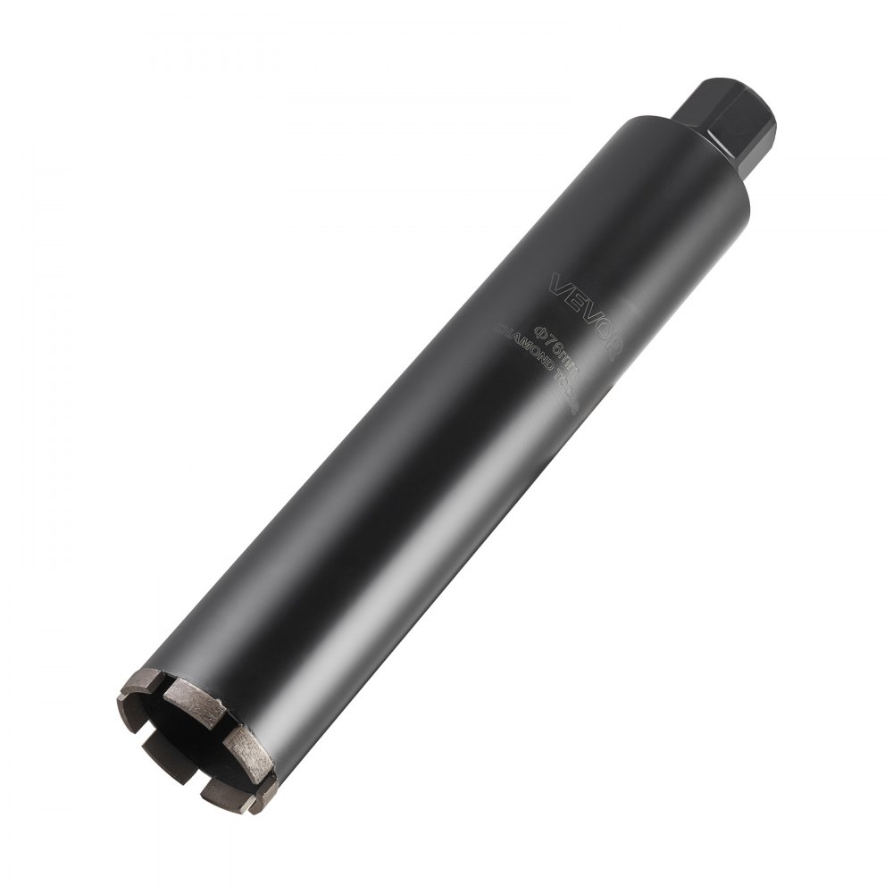 VEVOR Kernbohrer Bohrkrone φ 76 mm 356 mm Bohrtiefe, 1-1/4 Zoll-7 Innengewinde, Hochpräzisions-Schweißtechnologie, Nass-Diamantkernbohrer Kernlochbohrer für Stahlbeton Ziegel Mauerwerk