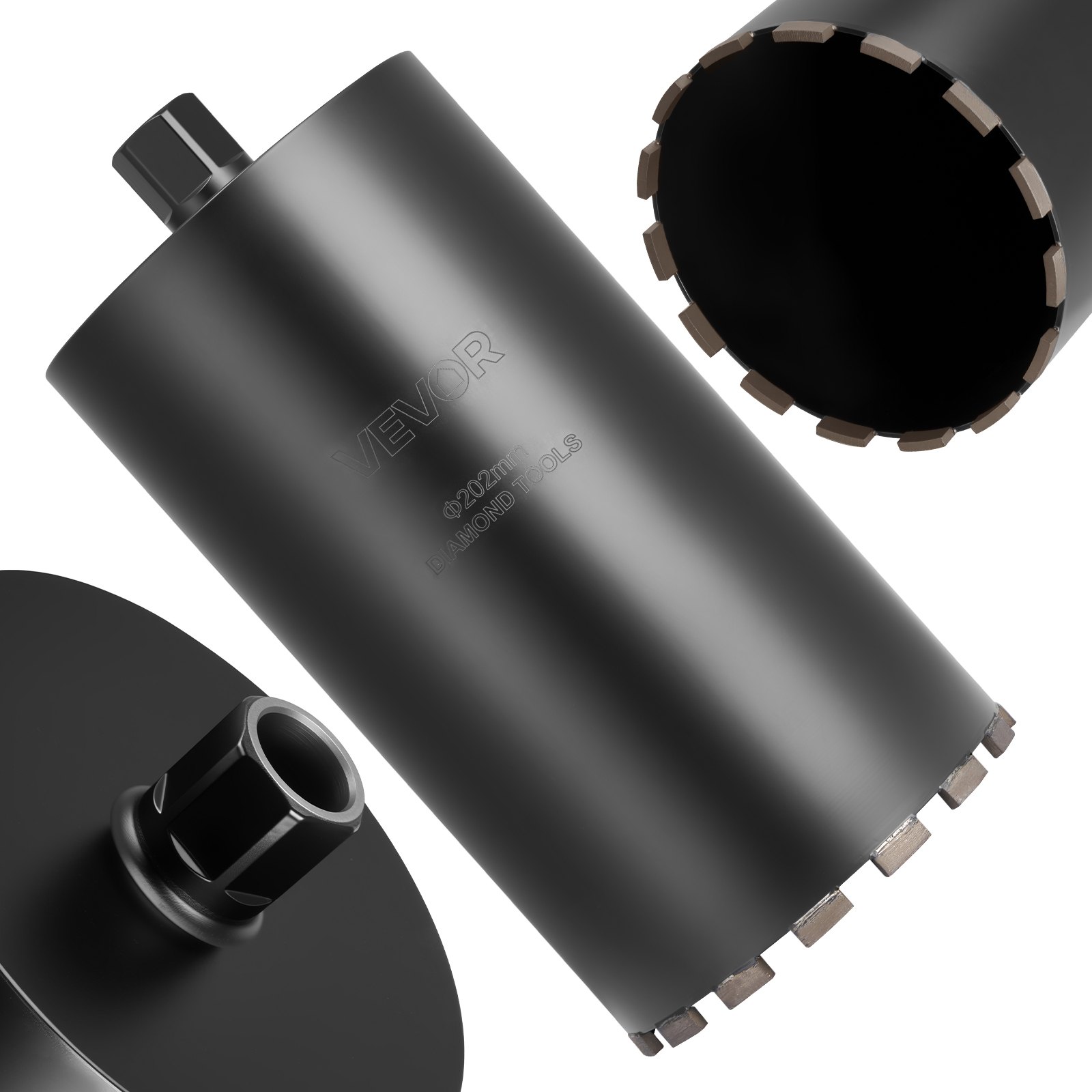 VEVOR Core Drill Bit, 203 mm Diameter, 356 mm Drilling Depth, 1-1/4 in-7 Internal Thread, High-Precision Welding Technology, Wet Diamond Core Bit for Reinforced Concrete, Red Bricks, and Masonry
