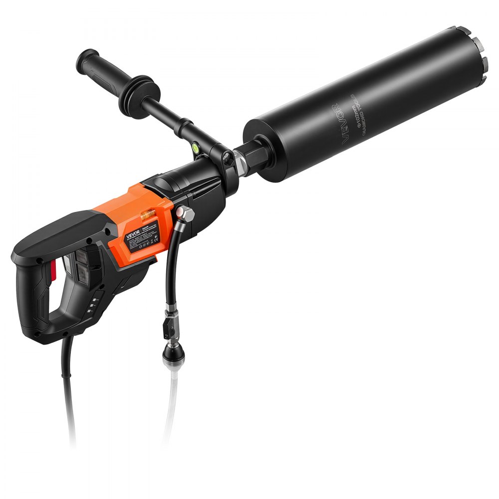 VEVOR Kernbohrgerät 1800W Diamantkernbohrmaschine bis 132mm mit 4 Bohrern, Trocken- & Nassbohren, Handkernbohrgerät, Bürstenloser Motor, 1250/2500 U/min, UNC1 1/4–7 Gewinde für Beton, Ziegel & Stein