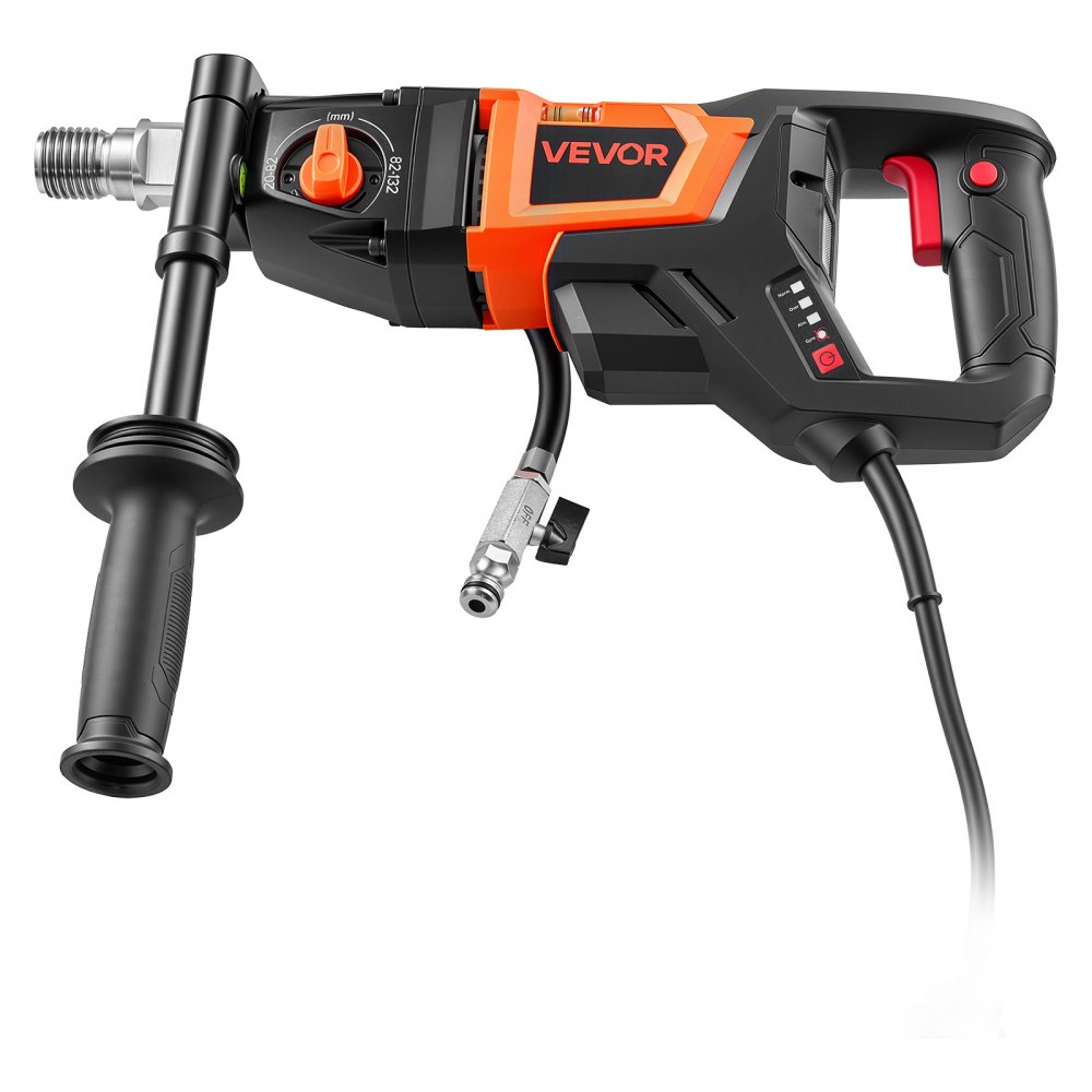VEVOR Kernbohrgerät 1800W Diamantkernbohrmaschine bis 132mm mit 4 Bohrern, Trocken- & Nassbohren, Handkernbohrgerät, Bürstenloser Motor, 1250/2500 U/min, UNC1 1/4–7 Gewinde für Beton, Ziegel & Stein
