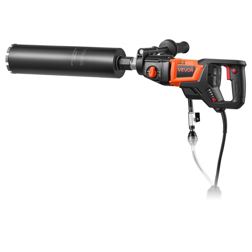 VEVOR Kernbohrgerät 1800W Diamantkernbohrmaschine bis 132mm mit 4 Bohrern, Trocken- & Nassbohren, Handkernbohrgerät, Bürstenloser Motor, 1250/2500 U/min, UNC1 1/4–7 Gewinde für Beton, Ziegel & Stein