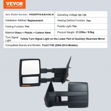 VEVOR Elektrische Außenspiegel für 2004-2014 Ford F150 Signal Licht Faltbar