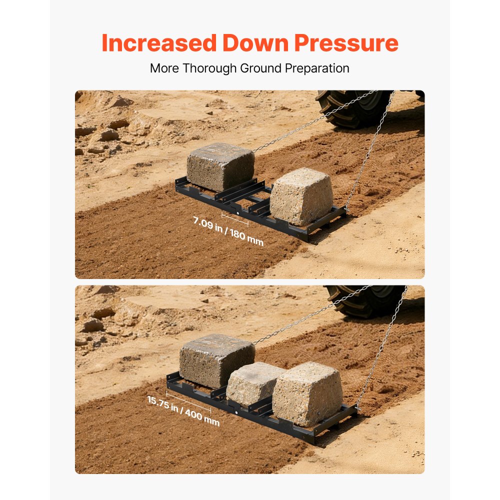 VEVOR Schleppegge 122x50 cm, Wiesenegge, Wiesenschleppe mit 183 cm Kette, Hochleistungs-Nivellierrechen, Verzinkter Stahl-Feldegge für Kiesauffahrten, Passend für ATVs, UTVs & Traktoren