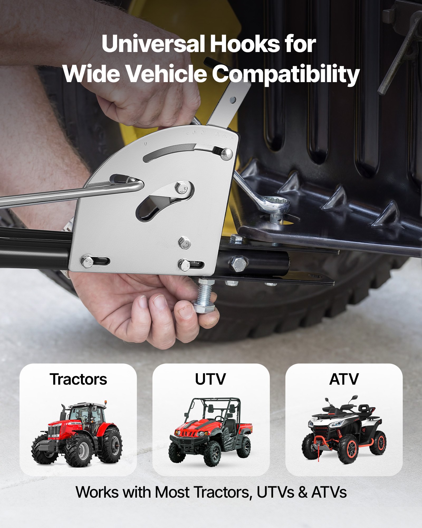 VEVOR Tow Behind Lawn Spreader with Aeration Spikes, 0.81m Spreading Width, Broadcast Spreader with Universal Hitch, Garden Seeder & Soil Aerator with 100lbs Capacity & 10 in Tires for ATVs UTVs