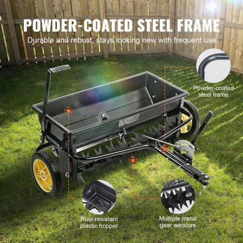 VEVOR 45,26 kg Dnger Streuwagen Saatgutstreuer mit 10-Zoll-Rdern,  Stahlspiebelfter Dngerstreuer, Gartensmaschine & Salzstreuer, fr  Wohngebude, ...