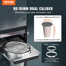 VEVOR Vollautomatische Verschließmaschine, Teetassenverschließer, 500-650 Tassen/H 180 mm, Schwarz