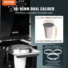 VEVOR Becherversiegelungsmaschine, 500–650 Tassen/h, Verschließmaschine für 190 mm hohe & 90/95 mm große Tassen, Elektrischer Boba-Tee-Versiegeler mit  LCD-Bedienfeld für Bubble Milk Tea Coffee