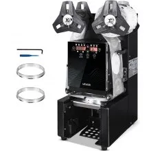 VEVOR Becherversiegelungsmaschine, 500–650 Tassen/h, Verschließmaschine für 190 mm hohe & 90/95 mm große Tassen, Elektrischer Boba-Tee-Versiegeler mit  LCD-Bedienfeld für Bubble Milk Tea Coffee