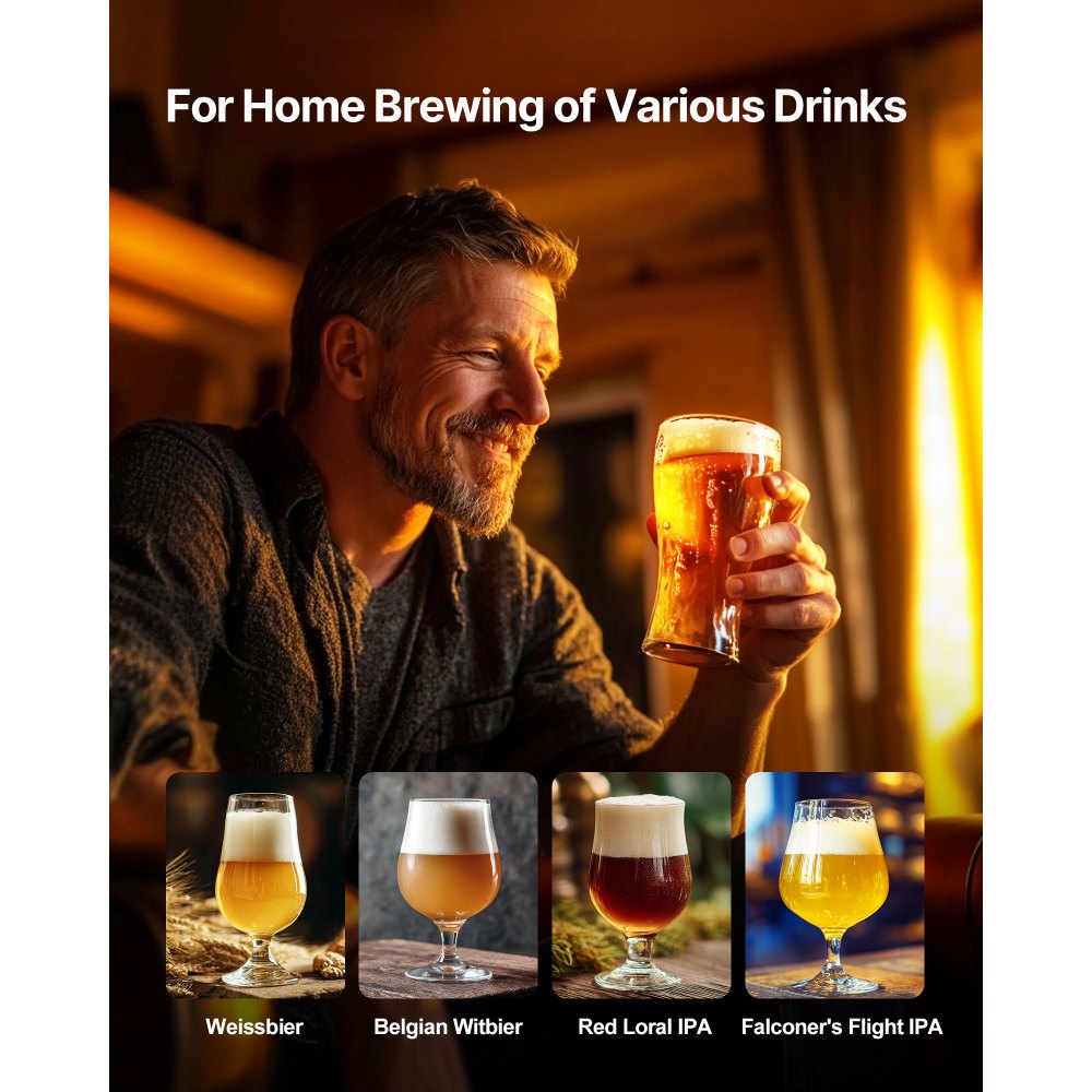 VEVOR Filterbeutel Maischesäcke (2 Stk.) aus Lebensmittelechtem Nylon, Hopfensäckchen (10 Stk.) aus Natürlicher Baumwoll-Leinen-Mischung, Nur für Unsere Automatische Bierbrauanlage, Wiederverwendbar