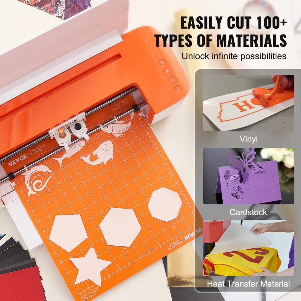 VEVOR Vinyl Cutting Machine, DIY Cutting Machine with Bluetooth Connectivity, Compatible with iOS, Android, Windows & Mac, Extensive Designs Included, Custom Cards, Home Decoration