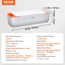 VEVOR Vinyl-Schneidemaschine, DIY-Schneidemaschine mit Bluetooth-Konnektivität, Kompatibel mit iOS, Android, Windows & Mac, Umfangreiche Designs enthalten, Individuelle Karten, Heimdekoration